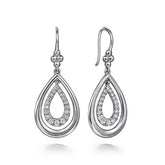 Sterling Silver Teardrop Drop Earrings with White Sapphires